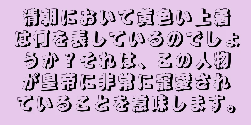清朝において黄色い上着は何を表しているのでしょうか？それは、この人物が皇帝に非常に寵愛されていることを意味します。