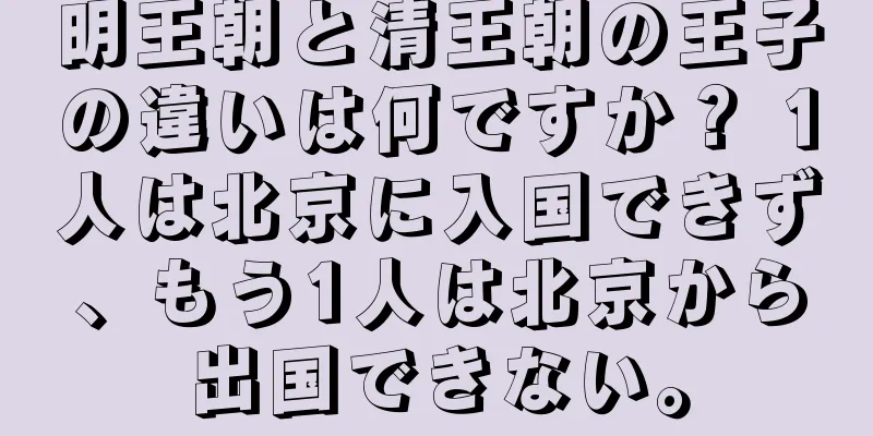 明王朝と清王朝の王子の違いは何ですか？ 1人は北京に入国できず、もう1人は北京から出国できない。
