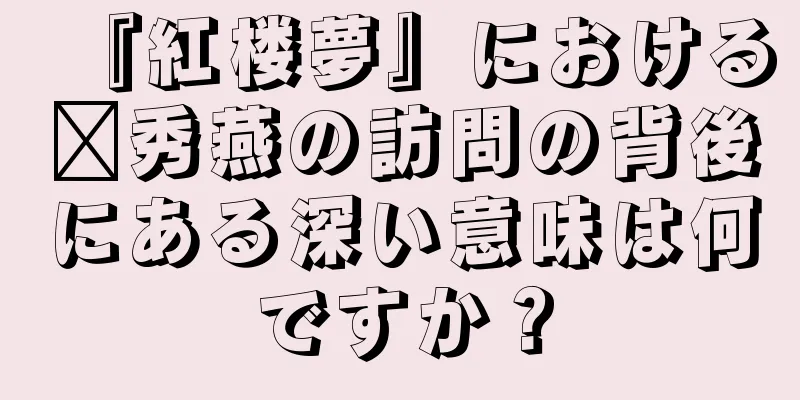 『紅楼夢』における邢秀燕の訪問の背後にある深い意味は何ですか？
