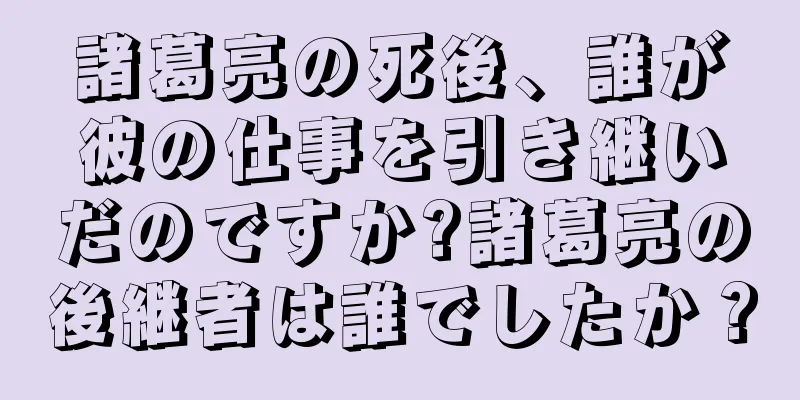 諸葛亮の死後、誰が彼の仕事を引き継いだのですか?諸葛亮の後継者は誰でしたか？