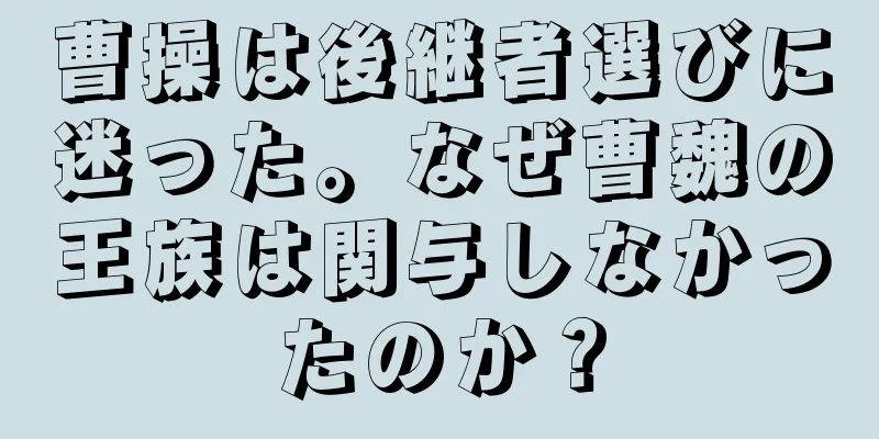 曹操は後継者選びに迷った。なぜ曹魏の王族は関与しなかったのか？