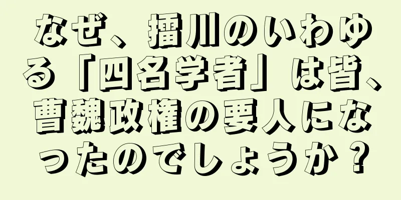 なぜ、擂川のいわゆる「四名学者」は皆、曹魏政権の要人になったのでしょうか？