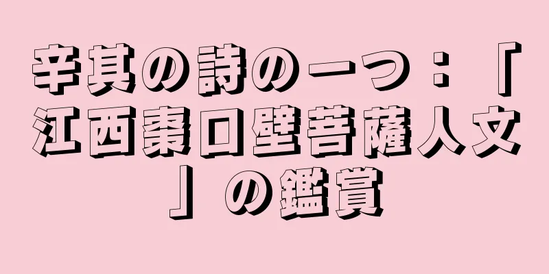 辛其の詩の一つ：「江西棗口壁菩薩人文」の鑑賞