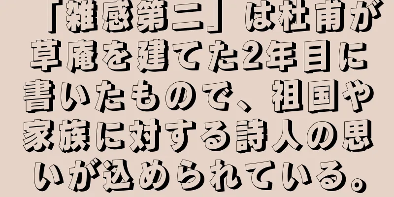 「雑感第二」は杜甫が草庵を建てた2年目に書いたもので、祖国や家族に対する詩人の思いが込められている。