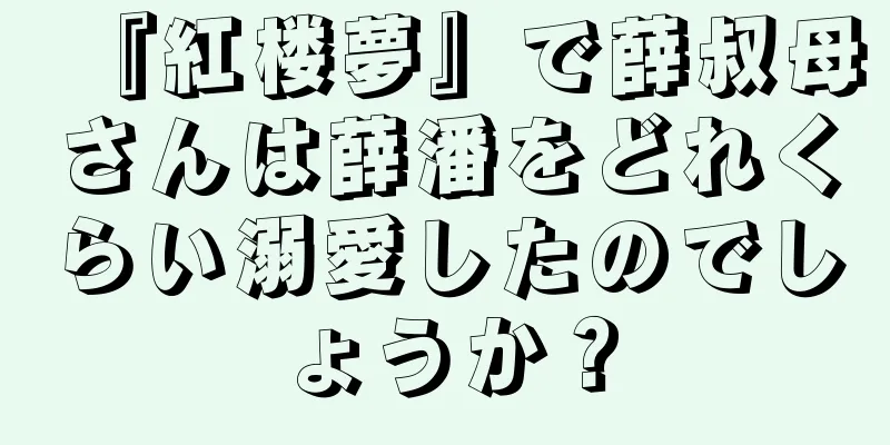 『紅楼夢』で薛叔母さんは薛潘をどれくらい溺愛したのでしょうか？