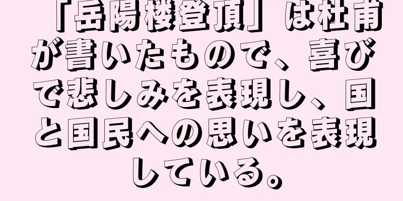 「岳陽楼登頂」は杜甫が書いたもので、喜びで悲しみを表現し、国と国民への思いを表現している。