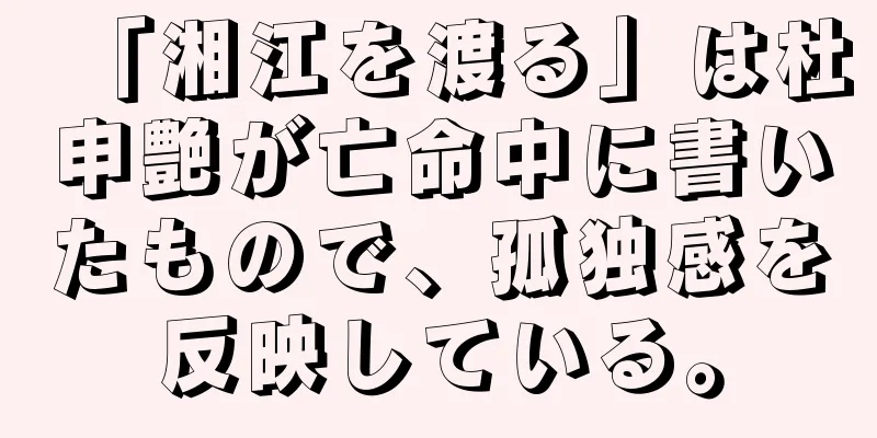 「湘江を渡る」は杜申艶が亡命中に書いたもので、孤独感を反映している。