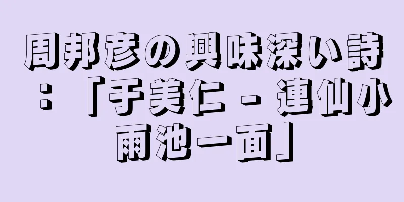 周邦彦の興味深い詩：「于美仁 - 連仙小雨池一面」
