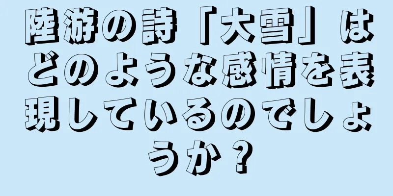 陸游の詩「大雪」はどのような感情を表現しているのでしょうか？