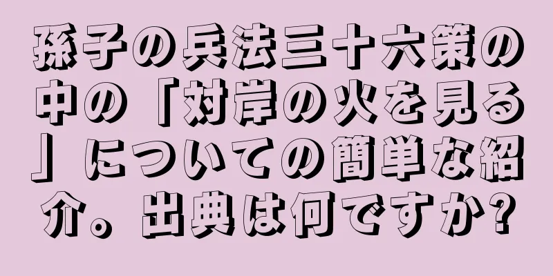 孫子の兵法三十六策の中の「対岸の火を見る」についての簡単な紹介。出典は何ですか?