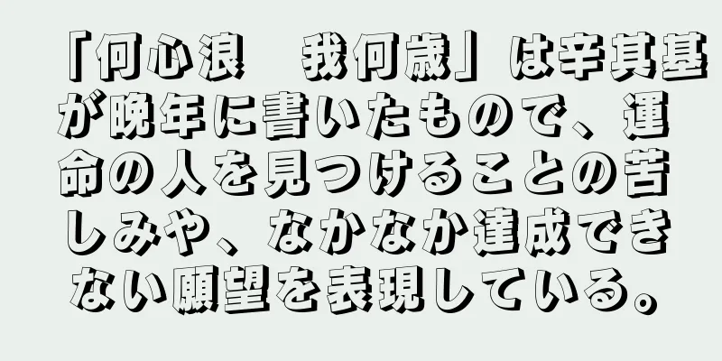 「何心浪　我何歳」は辛其基が晩年に書いたもので、運命の人を見つけることの苦しみや、なかなか達成できない願望を表現している。