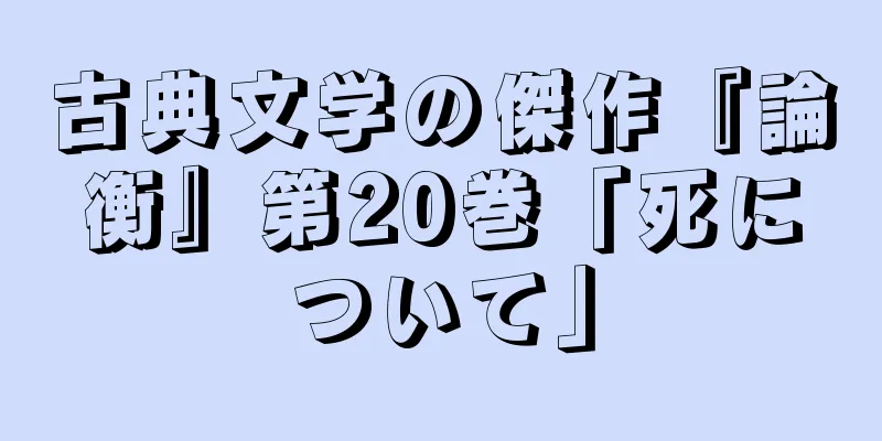 古典文学の傑作『論衡』第20巻「死について」
