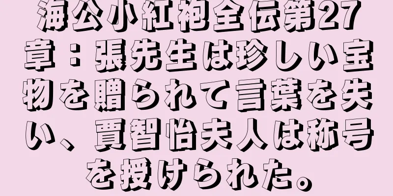 海公小紅袍全伝第27章：張先生は珍しい宝物を贈られて言葉を失い、賈智怡夫人は称号を授けられた。