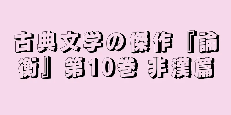 古典文学の傑作『論衡』第10巻 非漢篇