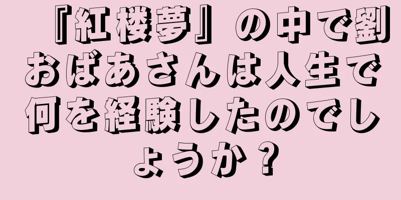 『紅楼夢』の中で劉おばあさんは人生で何を経験したのでしょうか？