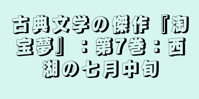 古典文学の傑作『淘宝夢』：第7巻：西湖の七月中旬