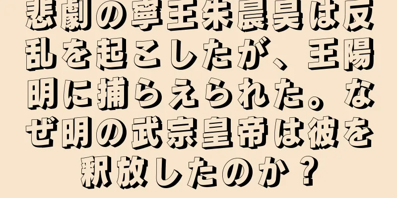 悲劇の寧王朱晨昊は反乱を起こしたが、王陽明に捕らえられた。なぜ明の武宗皇帝は彼を釈放したのか？