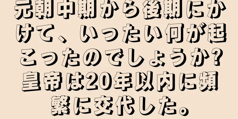 元朝中期から後期にかけて、いったい何が起こったのでしょうか?皇帝は20年以内に頻繁に交代した。