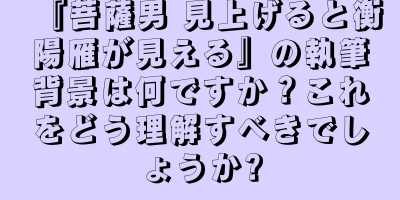 『菩薩男 見上げると衡陽雁が見える』の執筆背景は何ですか？これをどう理解すべきでしょうか?