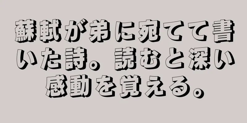 蘇軾が弟に宛てて書いた詩。読むと深い感動を覚える。