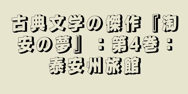 古典文学の傑作『淘安の夢』：第4巻：泰安州旅館