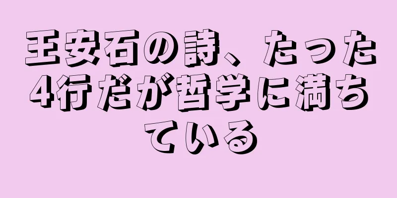王安石の詩、たった4行だが哲学に満ちている