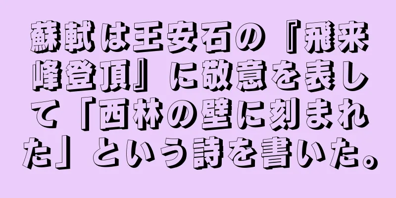 蘇軾は王安石の『飛来峰登頂』に敬意を表して「西林の壁に刻まれた」という詩を書いた。