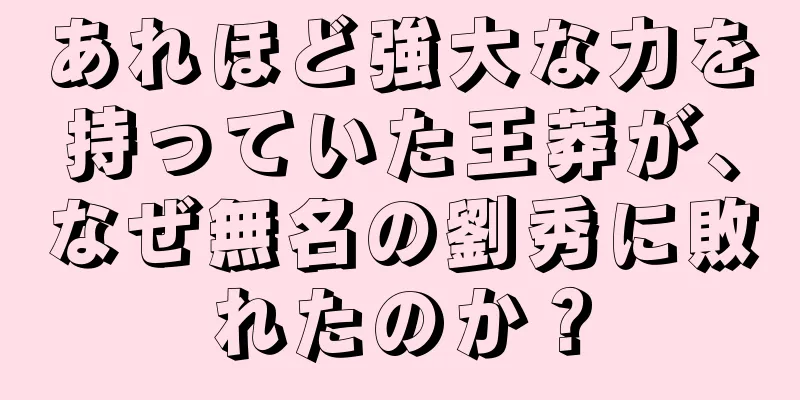 あれほど強大な力を持っていた王莽が、なぜ無名の劉秀に敗れたのか？
