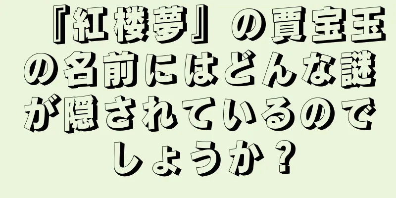 『紅楼夢』の賈宝玉の名前にはどんな謎が隠されているのでしょうか？