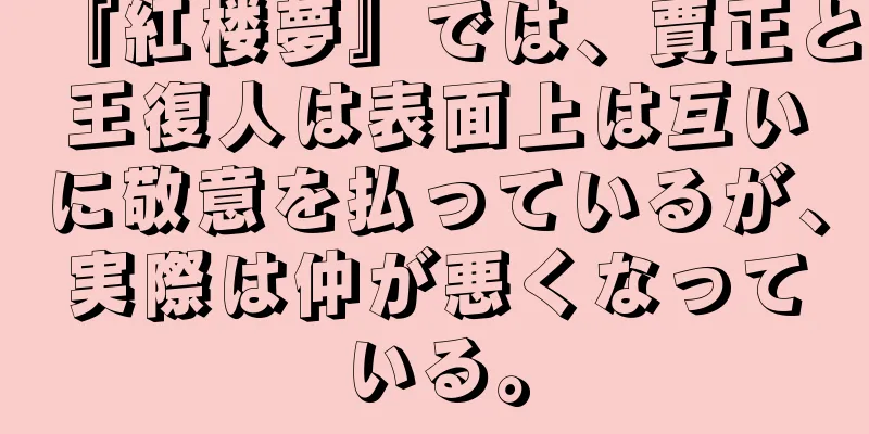 『紅楼夢』では、賈正と王復人は表面上は互いに敬意を払っているが、実際は仲が悪くなっている。