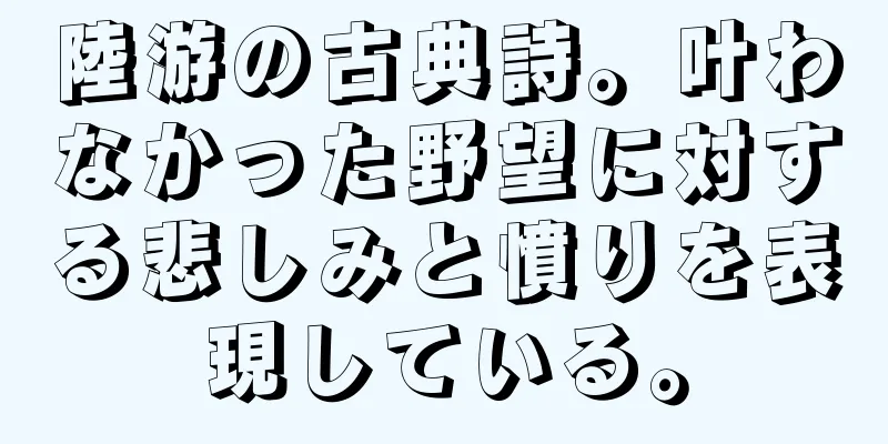 陸游の古典詩。叶わなかった野望に対する悲しみと憤りを表現している。