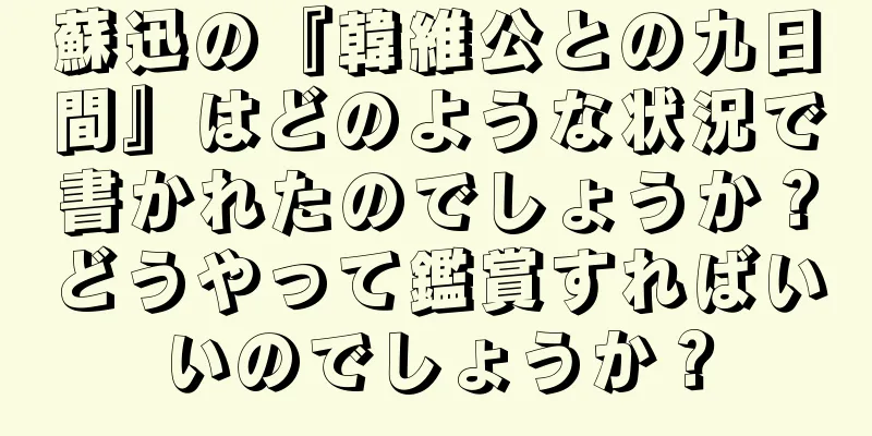 蘇迅の『韓維公との九日間』はどのような状況で書かれたのでしょうか？どうやって鑑賞すればいいのでしょうか？