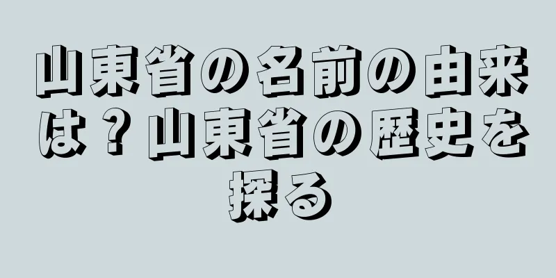山東省の名前の由来は？山東省の歴史を探る