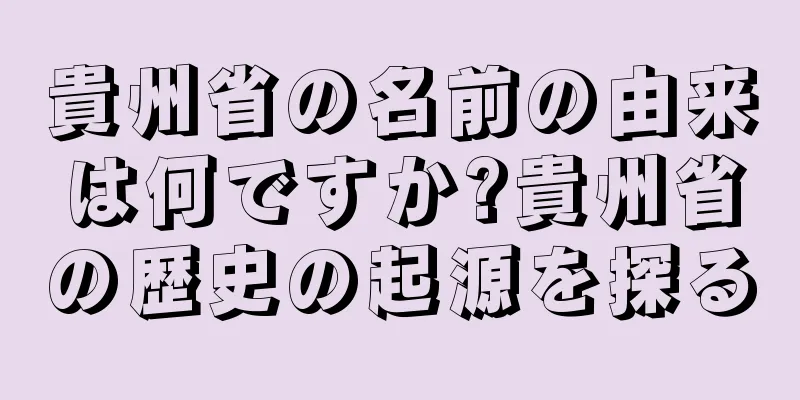 貴州省の名前の由来は何ですか?貴州省の歴史の起源を探る