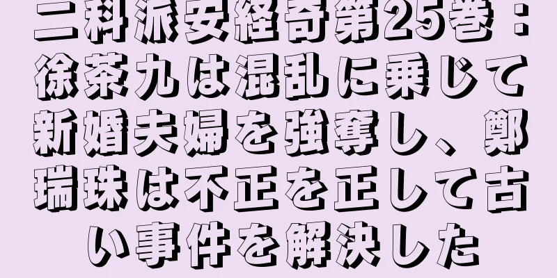 二科派安経奇第25巻：徐茶九は混乱に乗じて新婚夫婦を強奪し、鄭瑞珠は不正を正して古い事件を解決した