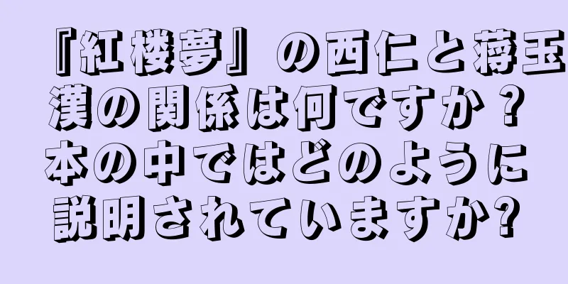 『紅楼夢』の西仁と蒋玉漢の関係は何ですか？本の中ではどのように説明されていますか?