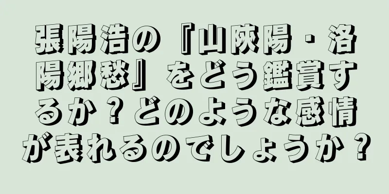 張陽浩の『山陝陽・洛陽郷愁』をどう鑑賞するか？どのような感情が表れるのでしょうか？