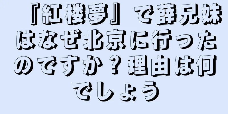『紅楼夢』で薛兄妹はなぜ北京に行ったのですか？理由は何でしょう