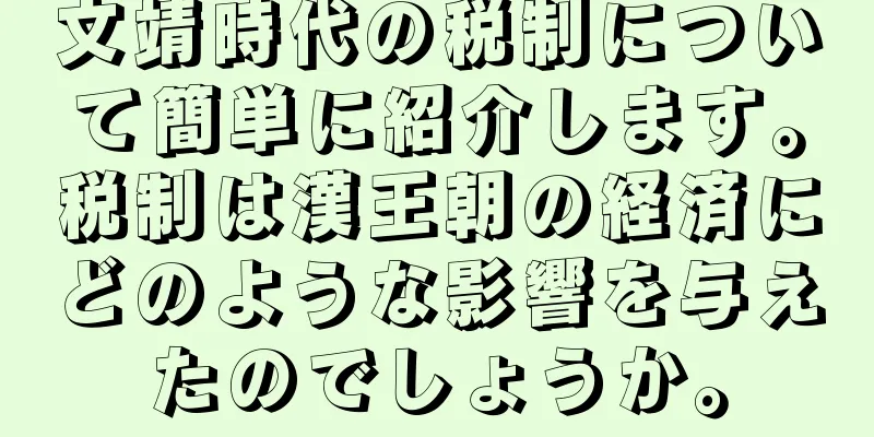 文靖時代の税制について簡単に紹介します。税制は漢王朝の経済にどのような影響を与えたのでしょうか。
