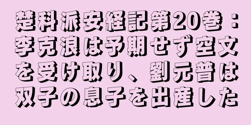 楚科派安経記第20巻：李克浪は予期せず空文を受け取り、劉元普は双子の息子を出産した