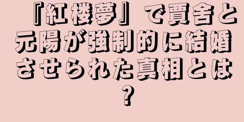 『紅楼夢』で賈舍と元陽が強制的に結婚させられた真相とは？