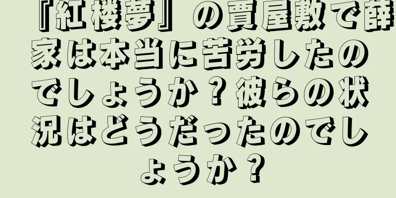 『紅楼夢』の賈屋敷で薛家は本当に苦労したのでしょうか？彼らの状況はどうだったのでしょうか？