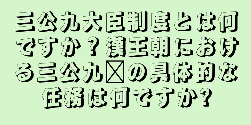 三公九大臣制度とは何ですか？漢王朝における三公九份の具体的な任務は何ですか?