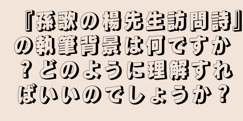 『孫歌の楊先生訪問詩』の執筆背景は何ですか？どのように理解すればいいのでしょうか？