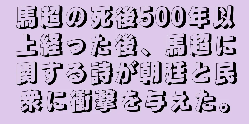 馬超の死後500年以上経った後、馬超に関する詩が朝廷と民衆に衝撃を与えた。