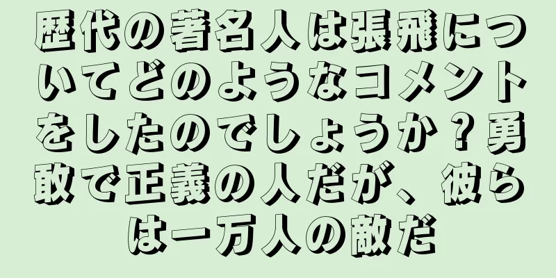 歴代の著名人は張飛についてどのようなコメントをしたのでしょうか？勇敢で正義の人だが、彼らは一万人の敵だ