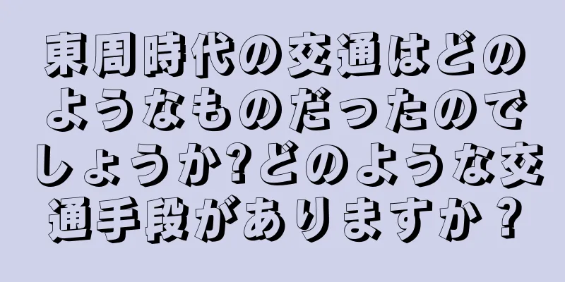 東周時代の交通はどのようなものだったのでしょうか?どのような交通手段がありますか？