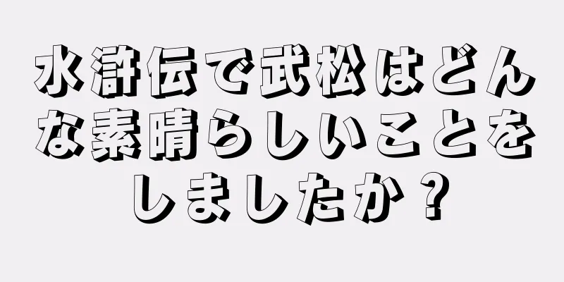 水滸伝で武松はどんな素晴らしいことをしましたか？
