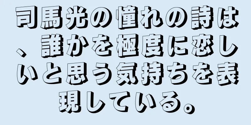 司馬光の憧れの詩は、誰かを極度に恋しいと思う気持ちを表現している。