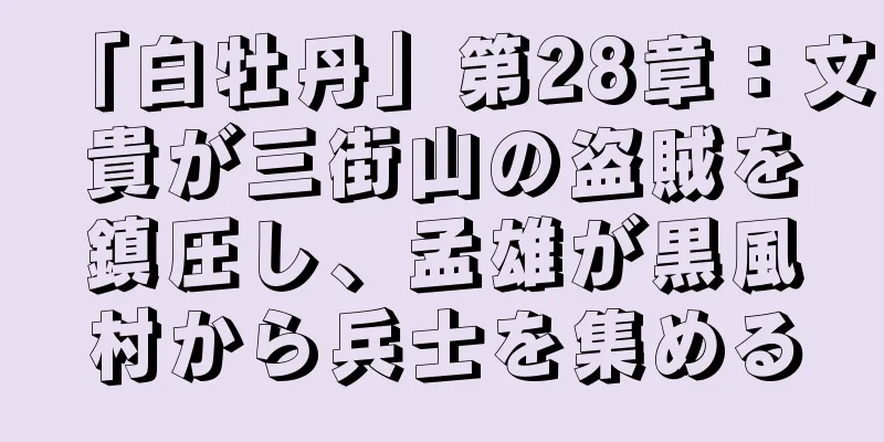 「白牡丹」第28章：文貴が三街山の盗賊を鎮圧し、孟雄が黒風村から兵士を集める